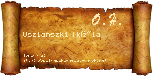 Oszlanszki Héla névjegykártya